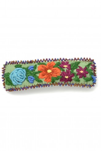 Embroidered Grosgrain Barrette Embroidered Grosgrain Barrette